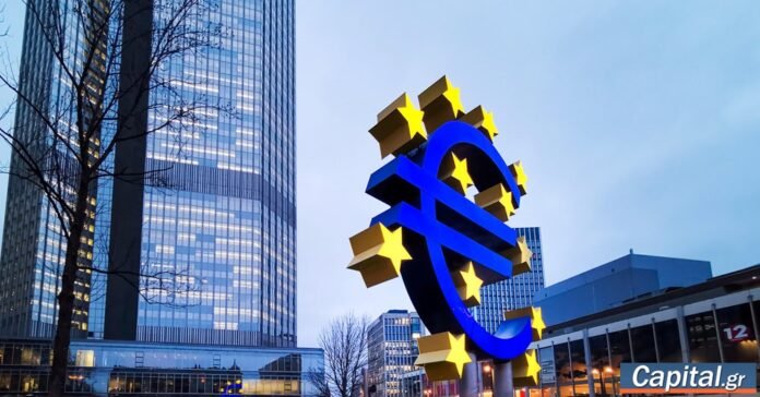 Κτήριο της ΕΚΤ με οικονομικά γραφήματα και χάρτη του Ιράν, πόλεμος στο Ιράν και επιπτώσεις στις αγορές