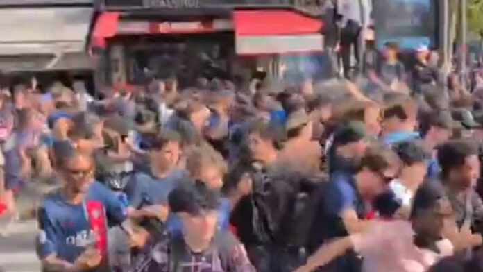οπαδοί της Παρί σε επεισόδια στο Παρίσι πριν τον τελικό Champions League, εικόνες από τις συγκρούσεις στην πόλη