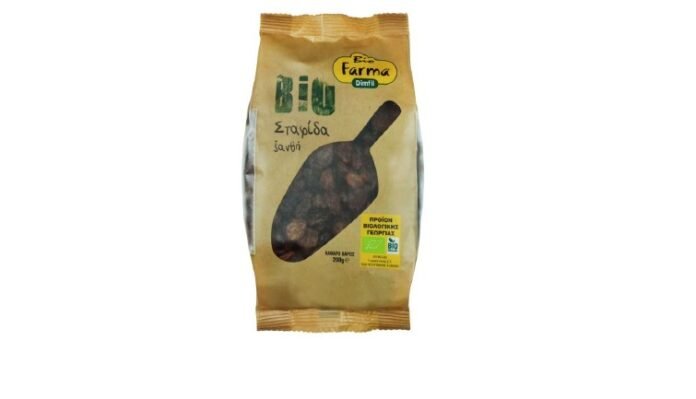 Συσκευασία της βιολογική σταφίδα Βιο Farma Σταφίδα Ξανθή 200g σε ράφι με ειδοποίηση ανάκλησης για ωχρατοξίνη Α