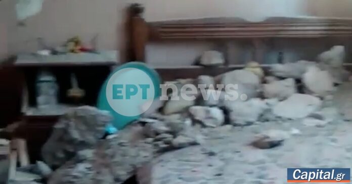 Βίντεο εσωτερικού σπιτιού μετά τον σεισμό στην Δαφνούσα με ρωγμές και πέτρες στο κρεβάτι - σεισμός Εύβοια Δαφνούσα